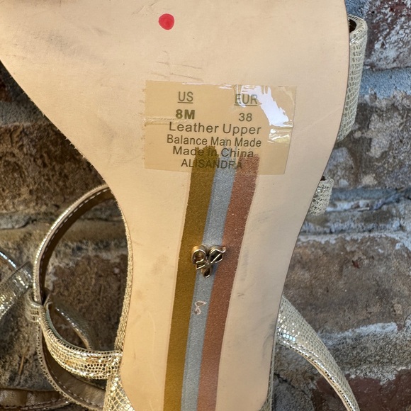 Sam Edelman Alisandra Metallic High Heel Sandals in Gold Reptile Print,  Size 8M - Picture 10 of 10